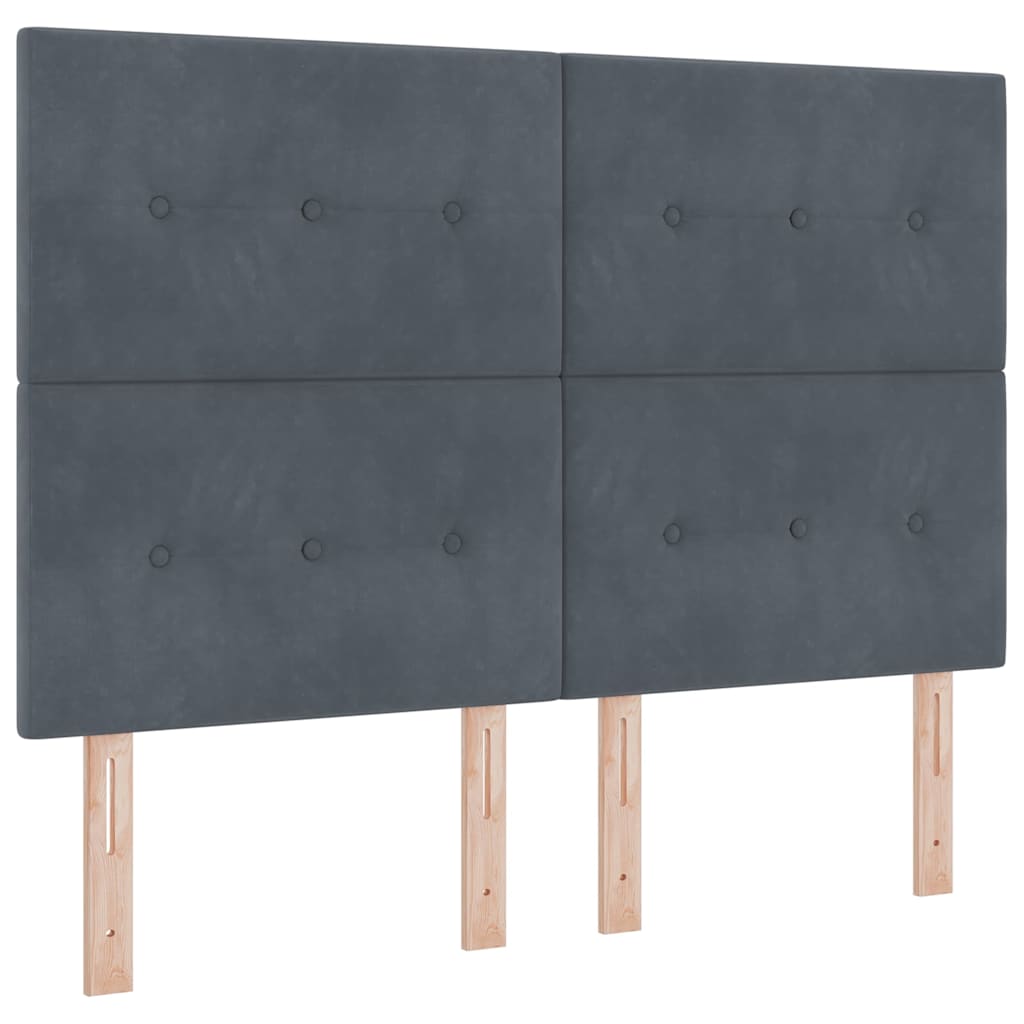 Box spring seng med LED-lysstrimler Mørkegrå 140 x 190 cm Fløjl