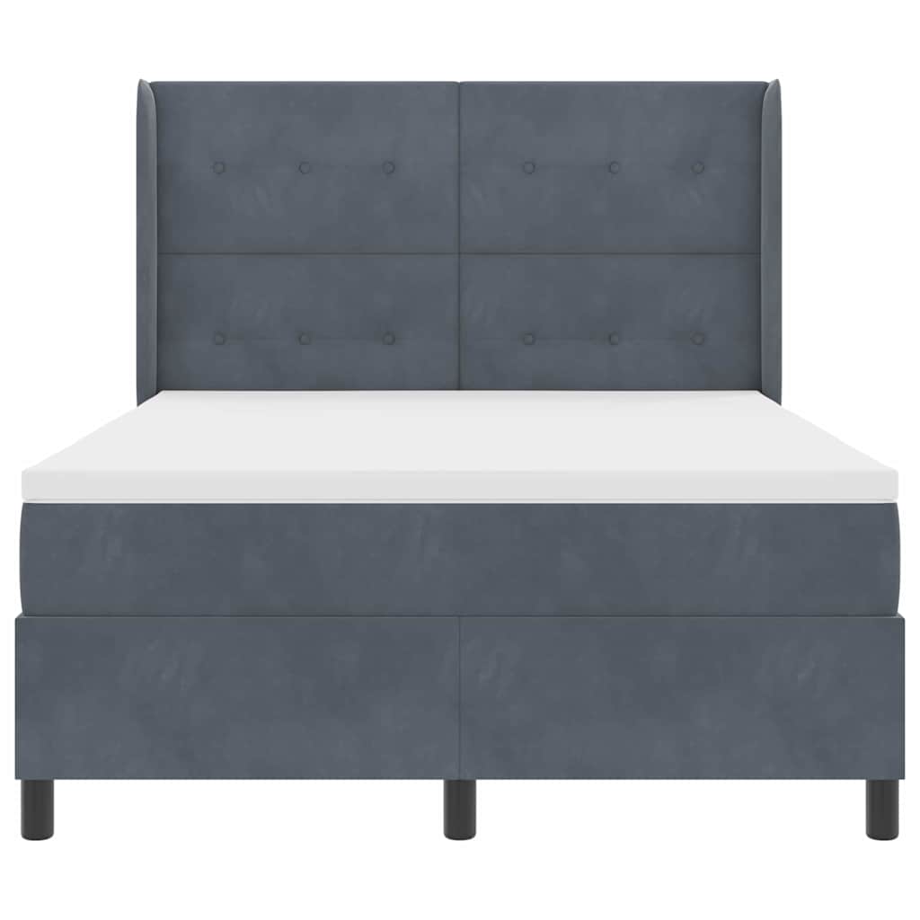 Box spring seng med LED-lysstrimler Mørkegrå 140 x 190 cm Fløjl