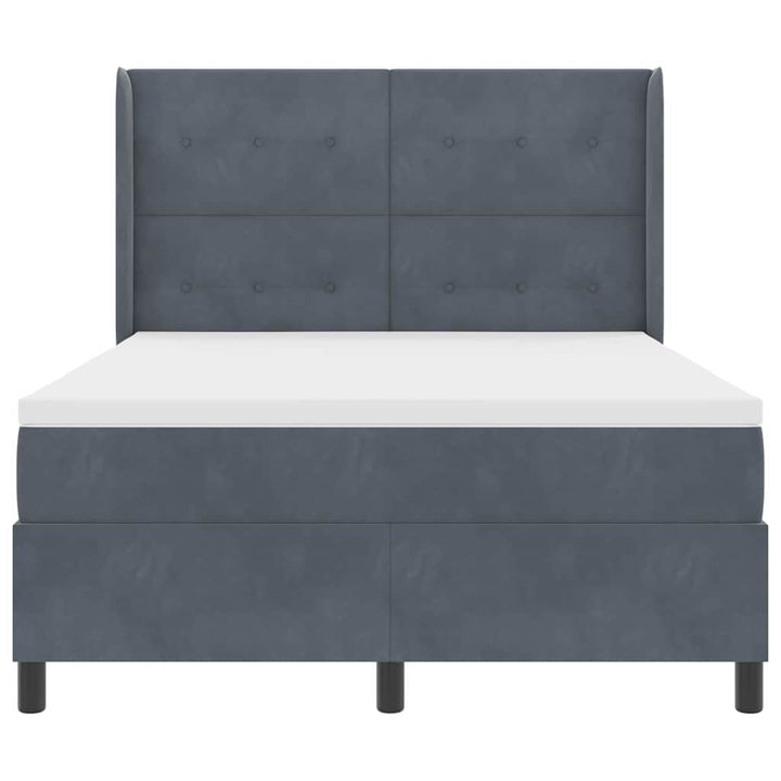 Box spring seng med LED-lysstrimler Mørkegrå 140 x 190 cm Fløjl