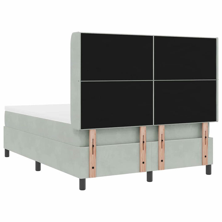 Box spring seng med LED-lysstrimler Lysegrå 140 x 200 cm Fløjl