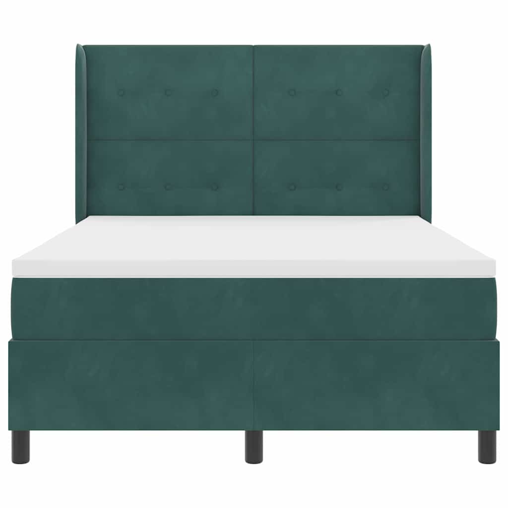 Box spring seng med hovedgærde Mørkegrøn 160 x 200 cm Fløjl