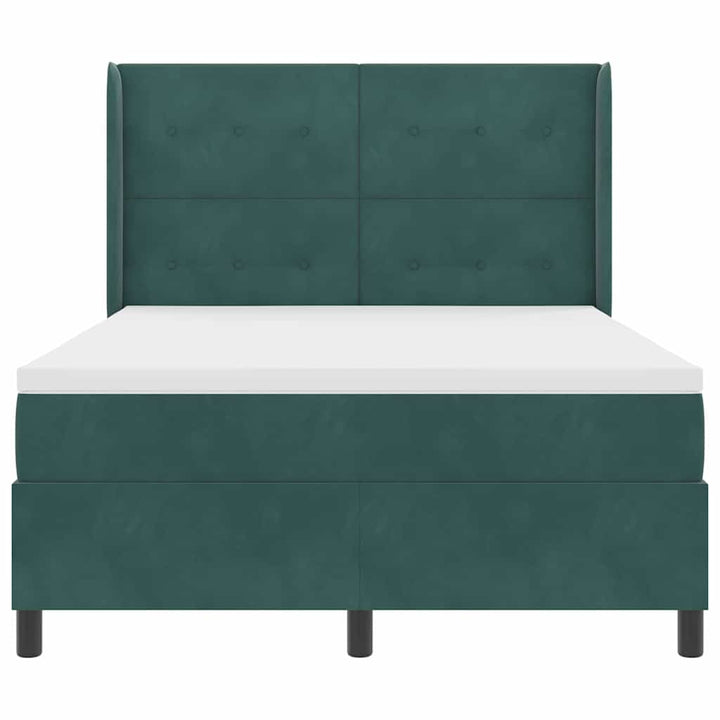 Box spring seng med hovedgærde Mørkegrøn 160 x 200 cm Fløjl