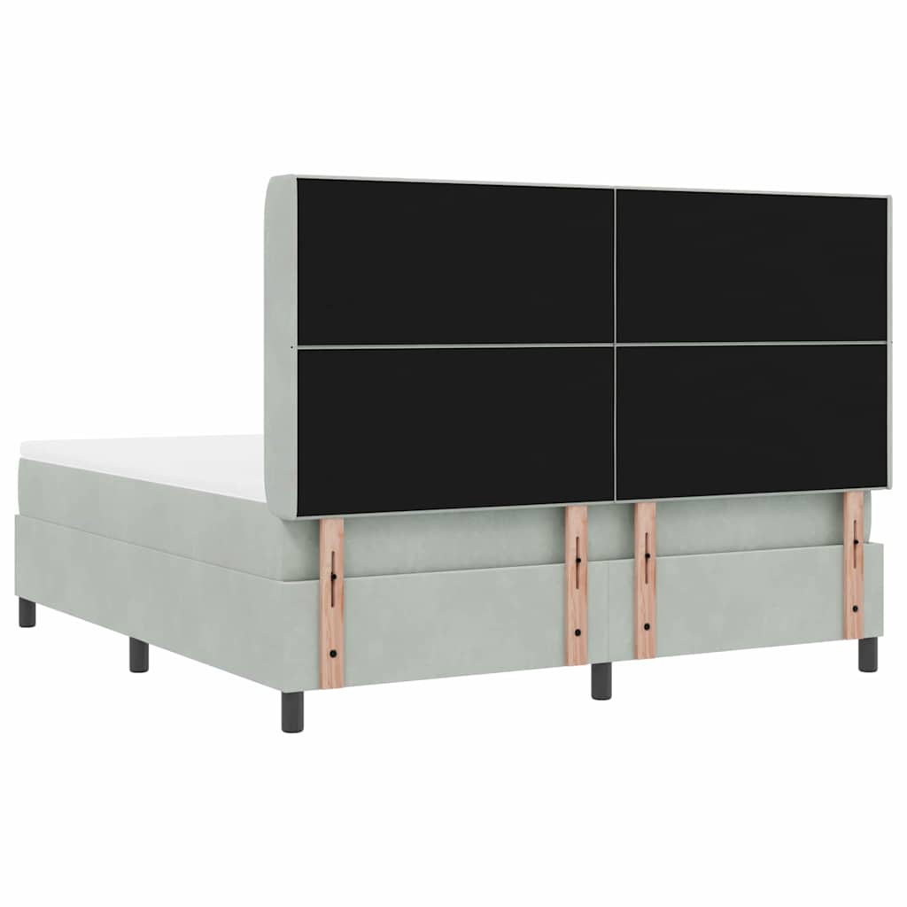 Box spring seng med madras med LED Lysegrå 180 x 200 cm Fløjl