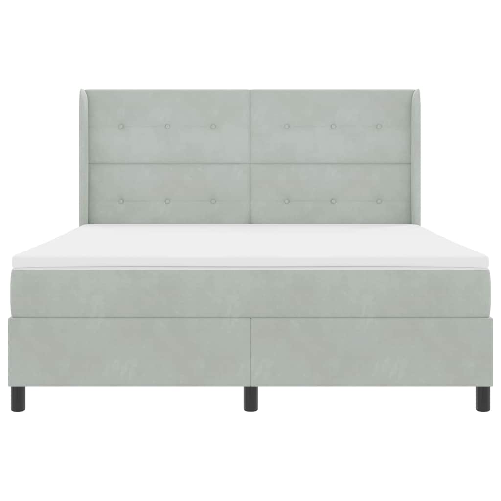 Box spring seng med madras med LED Lysegrå 180 x 200 cm Fløjl