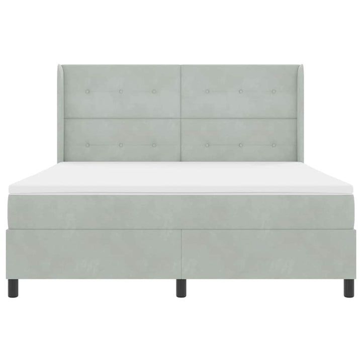 Box spring seng med madras med LED Lysegrå 180 x 200 cm Fløjl