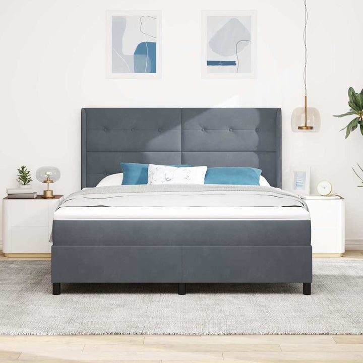 Box spring seng med madras med LED Mørkegrå 180 x 200 cm Fløjl