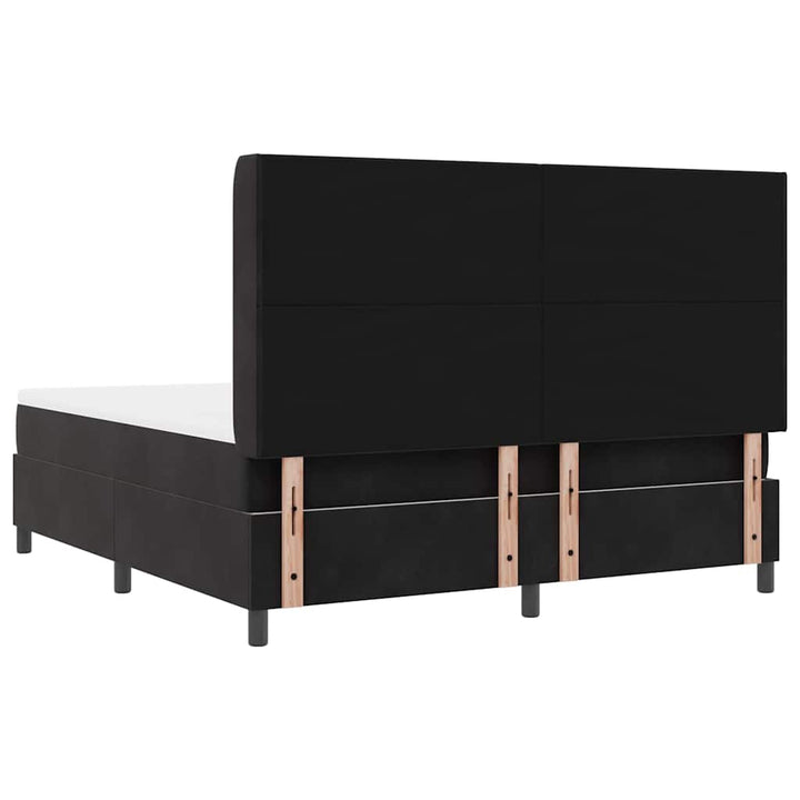 Box spring seng med madras med LED Sort 180 x 200 cm Fløjl