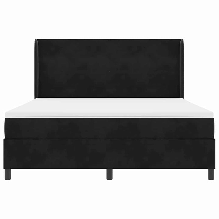 Box spring seng med madras med LED Sort 180 x 200 cm Fløjl