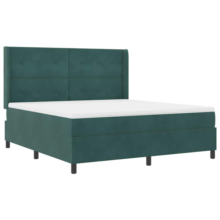 Box spring seng med madras med LED Mørkegrøn 180 x 200 cm Fløjl