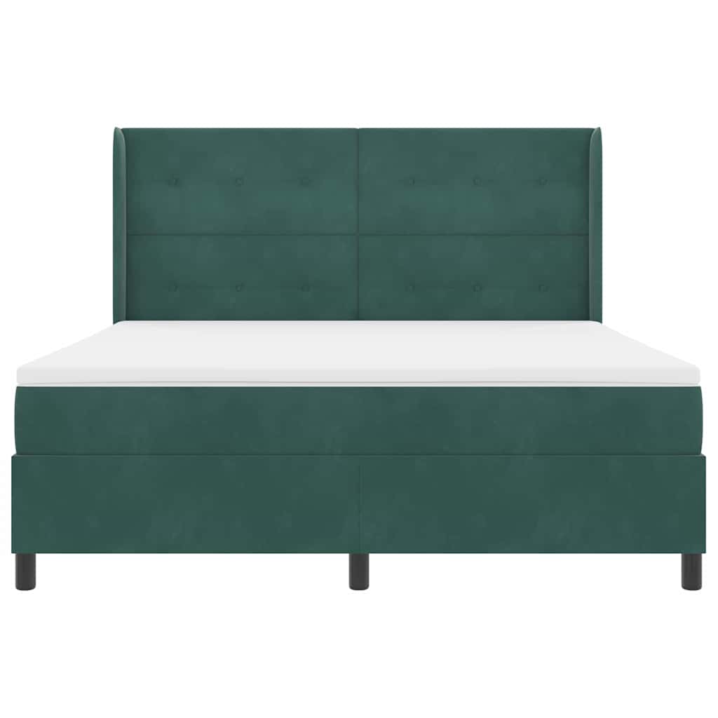 Box spring seng med madras med LED Mørkegrøn 180 x 200 cm Fløjl