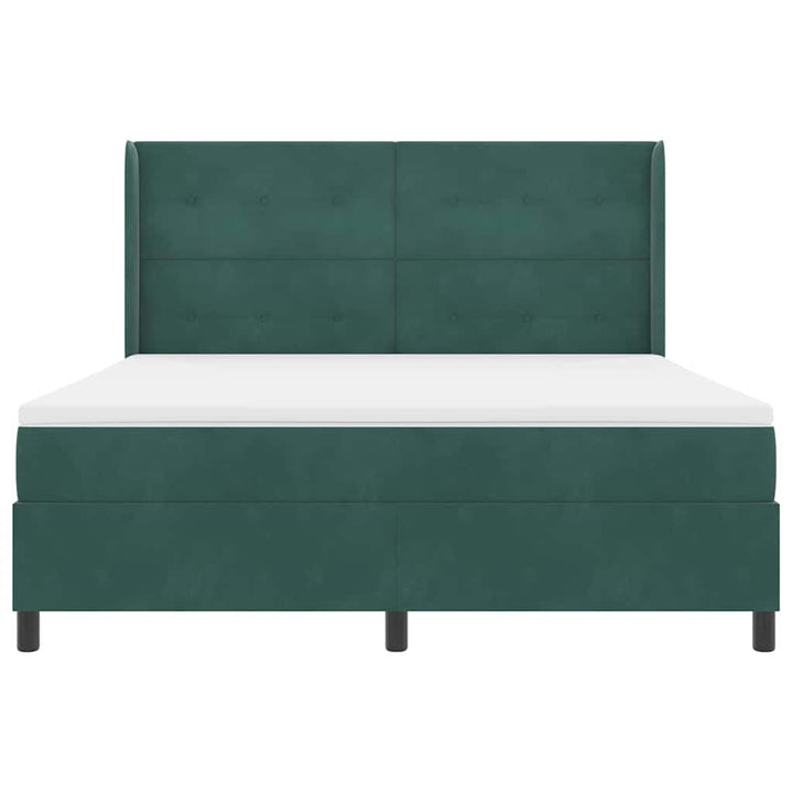 Box spring seng med madras med LED Mørkegrøn 180 x 200 cm Fløjl
