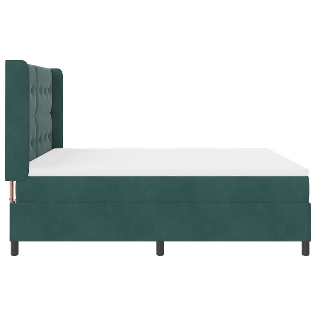 Box spring seng med madras med LED Mørkegrøn 180 x 200 cm Fløjl