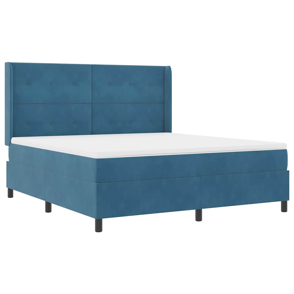 Box spring seng med madras med LED Blå 180 x 200 cm Fløjl