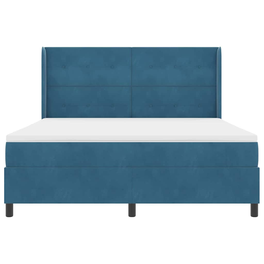 Box spring seng med madras med LED Blå 180 x 200 cm Fløjl