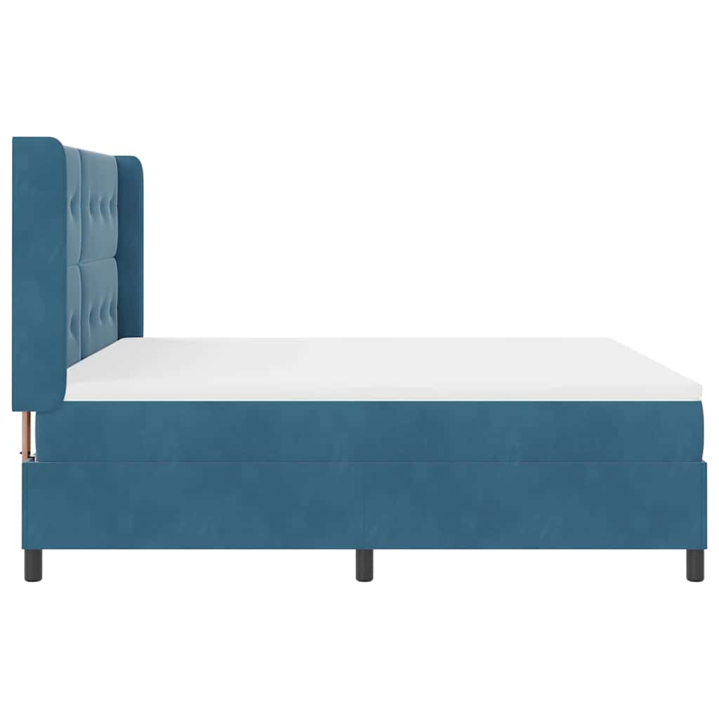 Box spring seng med madras med LED Blå 180 x 200 cm Fløjl