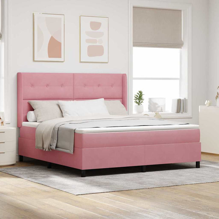 Box spring seng med madras med LED Lyserød 180 x 200 cm Fløjl