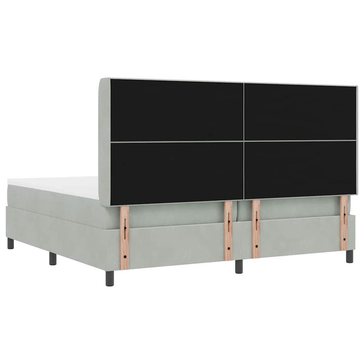 Box spring seng med madras med LED Lysegrå 200 x 200 cm Fløjl