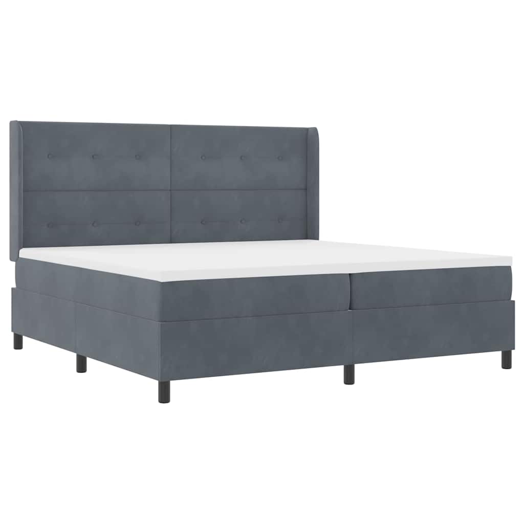 Box spring seng med madras med LED Mørkegrå 200 x 200 cm Fløjl