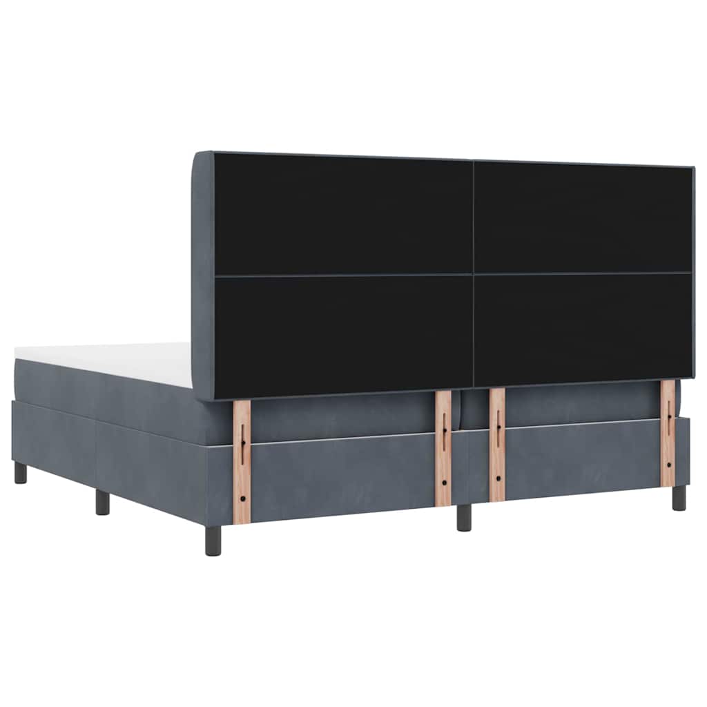 Box spring seng med madras med LED Mørkegrå 200 x 200 cm Fløjl