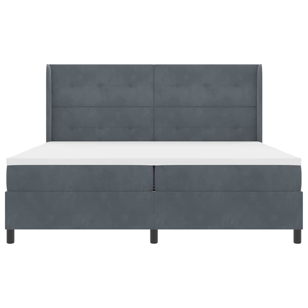 Box spring seng med madras med LED Mørkegrå 200 x 200 cm Fløjl