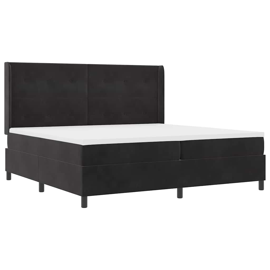 Box spring seng med madras med LED Sort 200 x 200 cm Fløjl