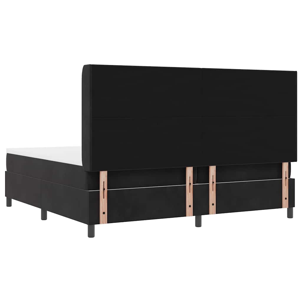 Box spring seng med madras med LED Sort 200 x 200 cm Fløjl