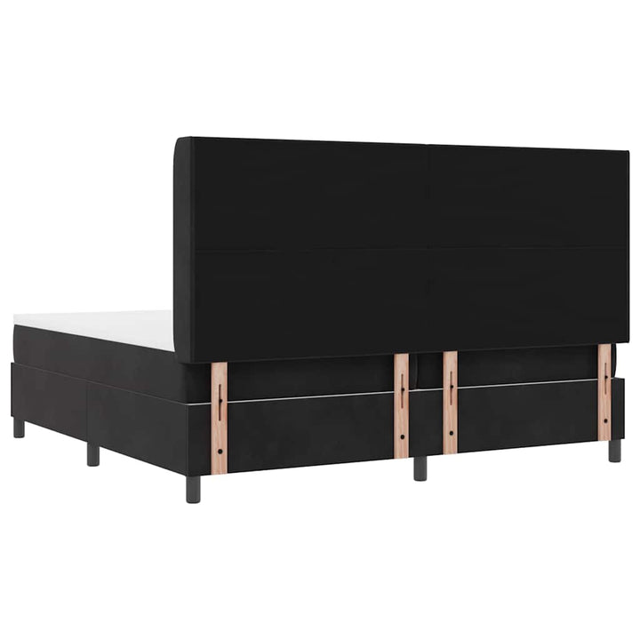 Box spring seng med madras med LED Sort 200 x 200 cm Fløjl
