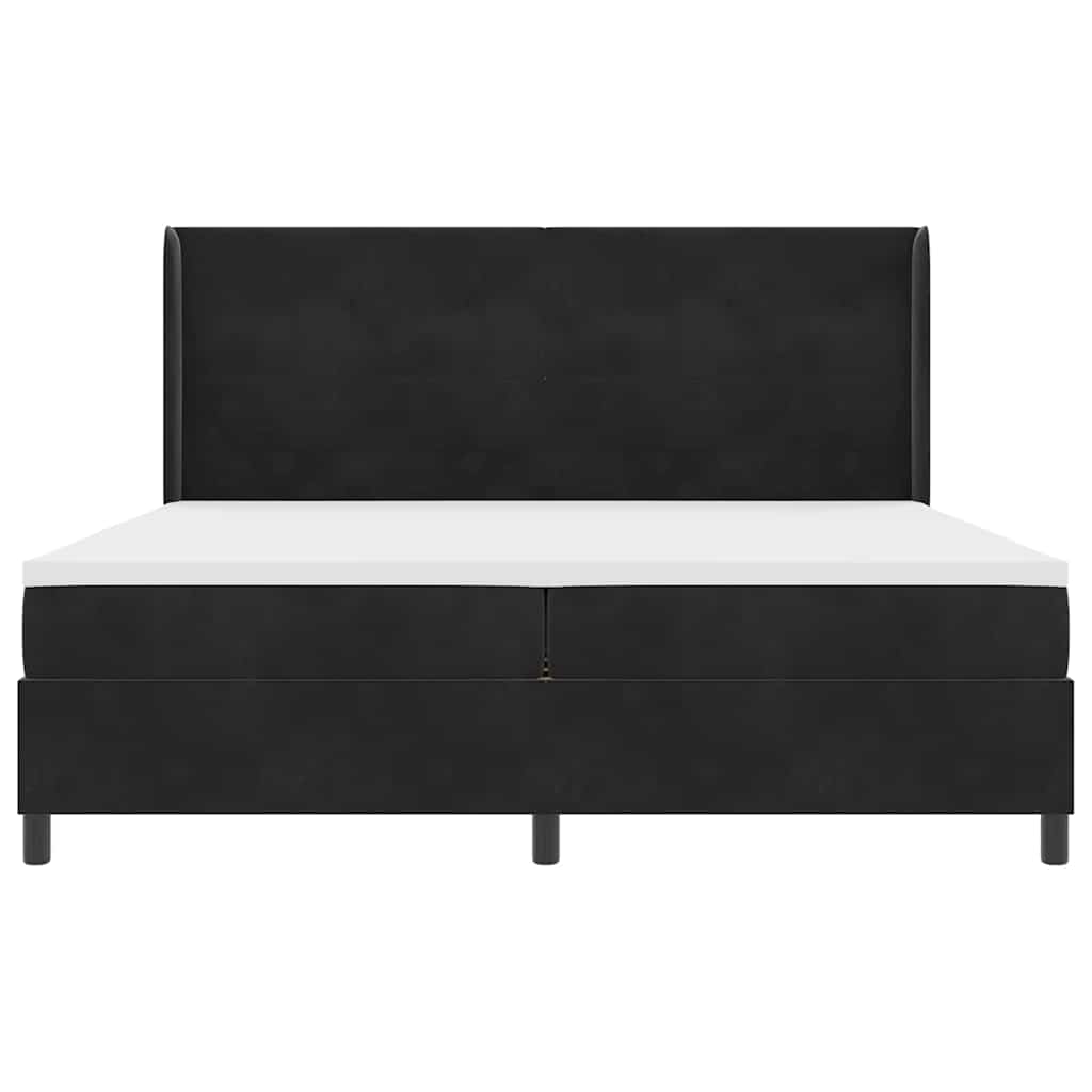 Box spring seng med madras med LED Sort 200 x 200 cm Fløjl
