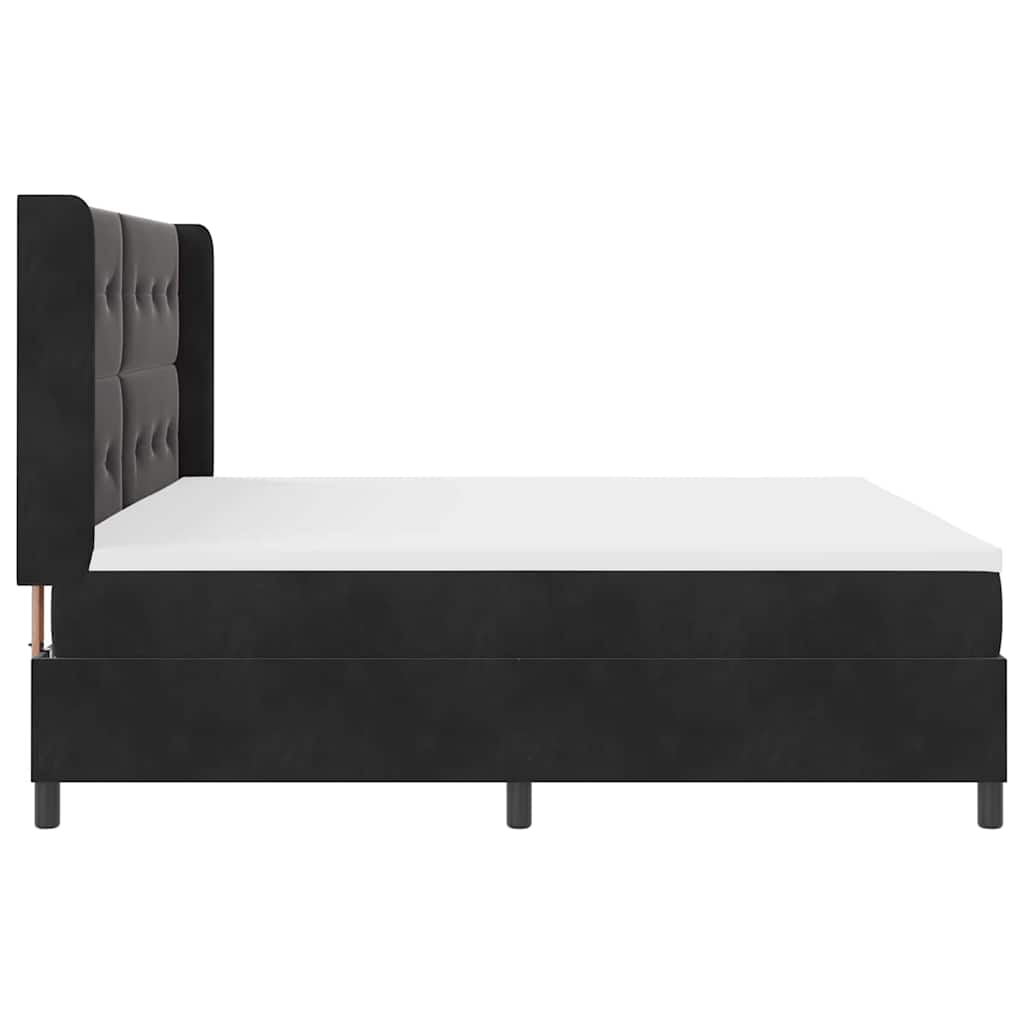 Box spring seng med madras med LED Sort 200 x 200 cm Fløjl