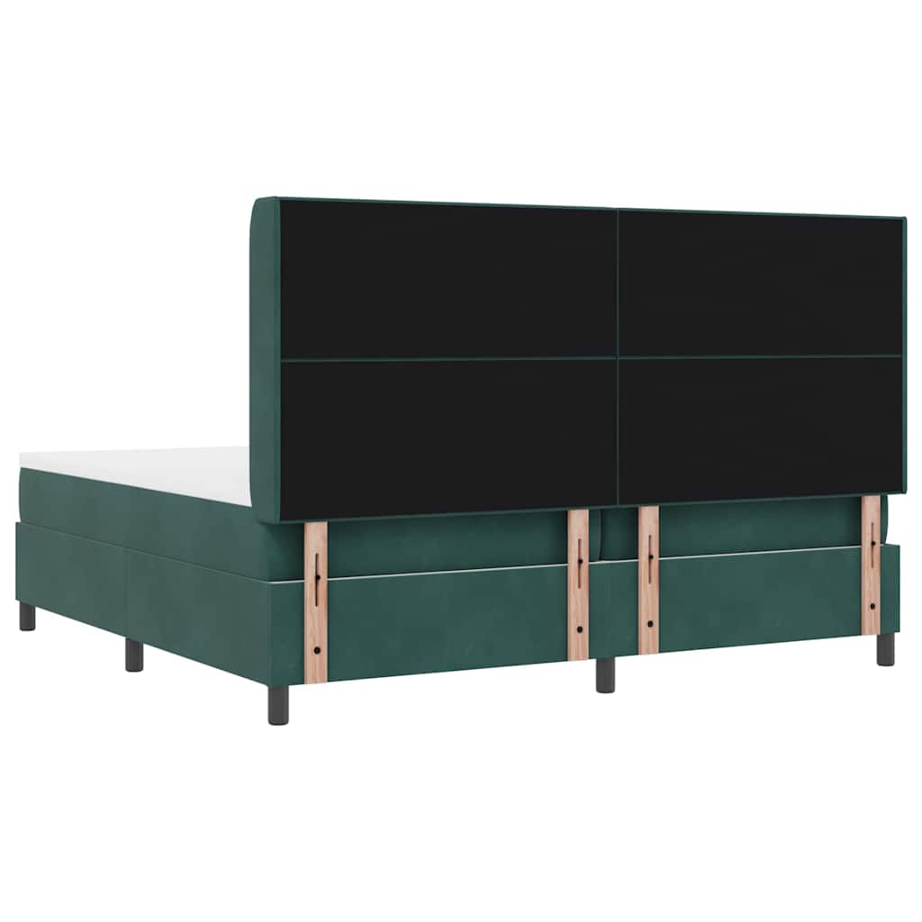 Box spring seng med madras med LED Mørkegrøn 200 x 200 cm Fløjl