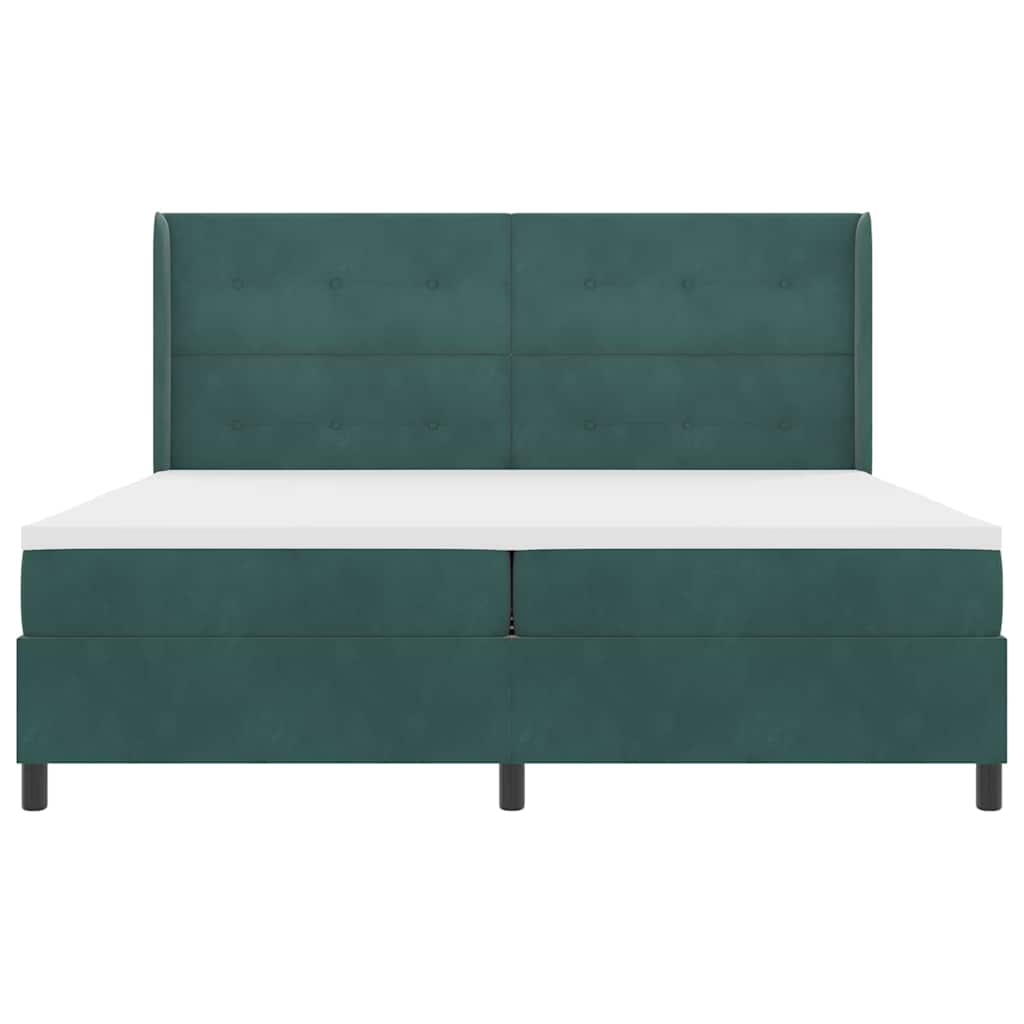 Box spring seng med madras med LED Mørkegrøn 200 x 200 cm Fløjl