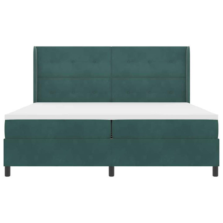 Box spring seng med madras med LED Mørkegrøn 200 x 200 cm Fløjl