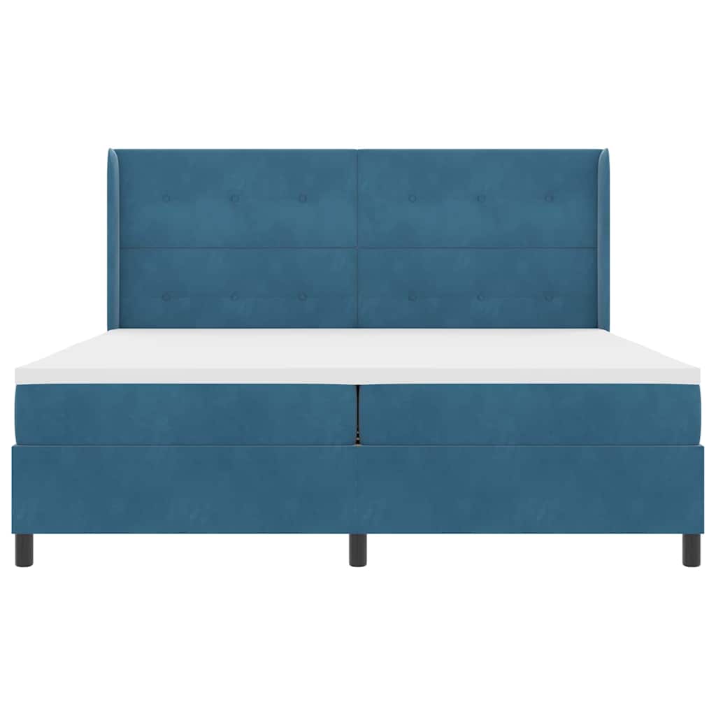 Box spring seng med madras med LED Blå 200 x 200 cm Fløjl