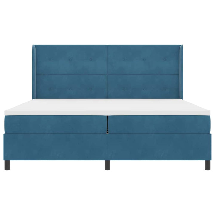 Box spring seng med madras med LED Blå 200 x 200 cm Fløjl
