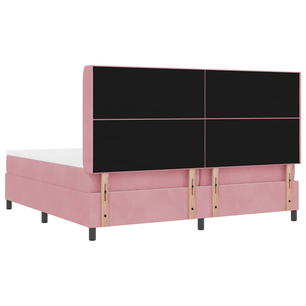 Box spring seng med madras med LED Lyserød 200 x 200 cm Fløjl