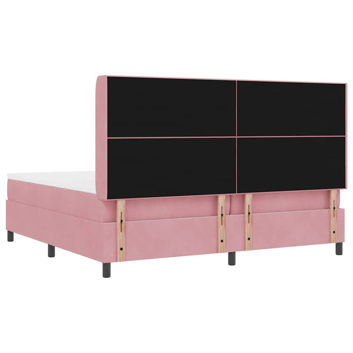 Box spring seng med madras med LED Lyserød 200 x 200 cm Fløjl