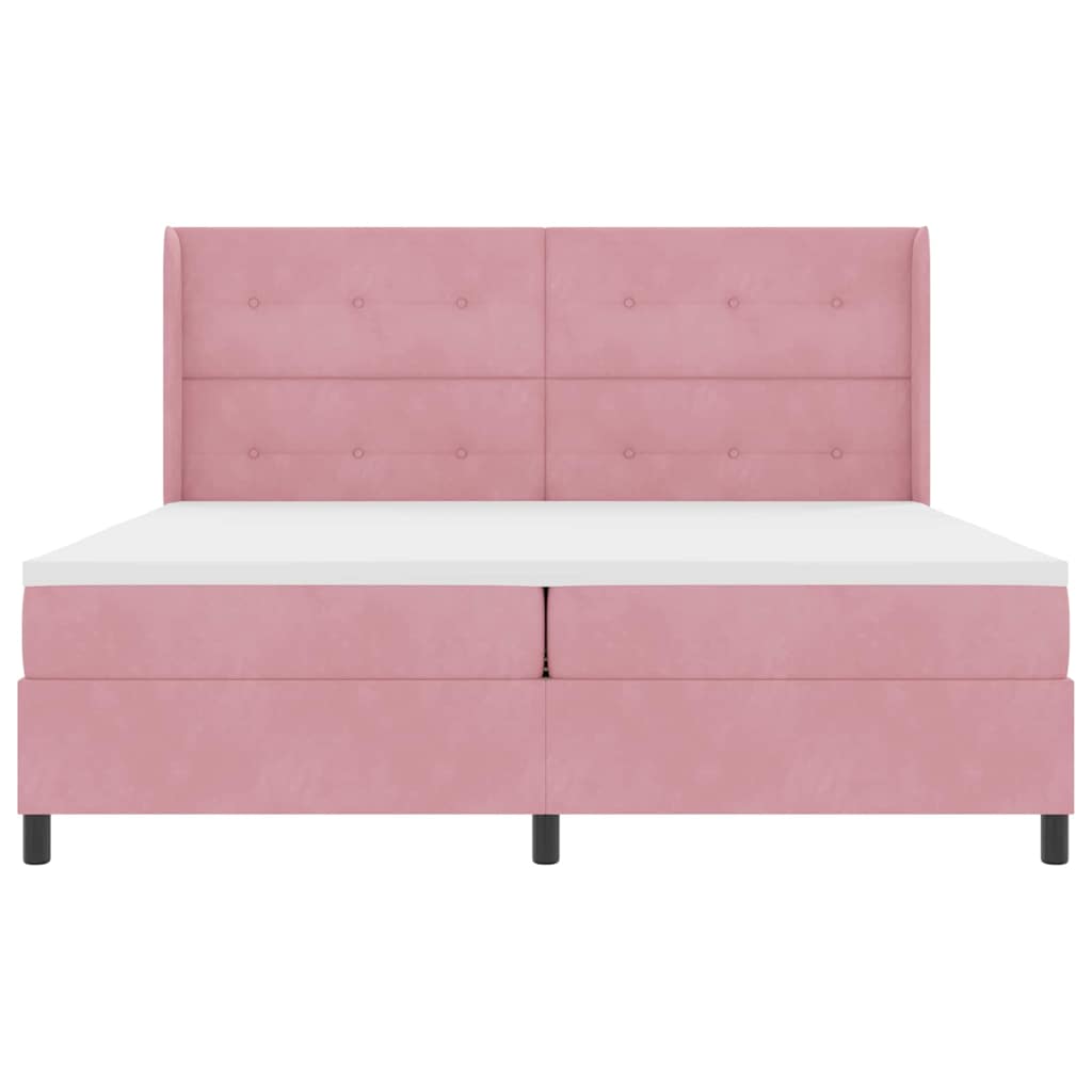 Box spring seng med madras med LED Lyserød 200 x 200 cm Fløjl