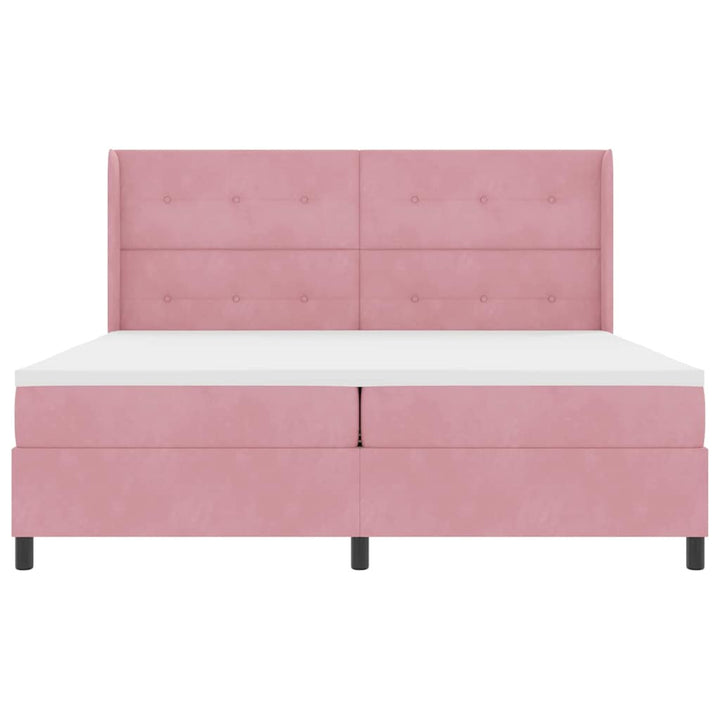 Box spring seng med madras med LED Lyserød 200 x 200 cm Fløjl
