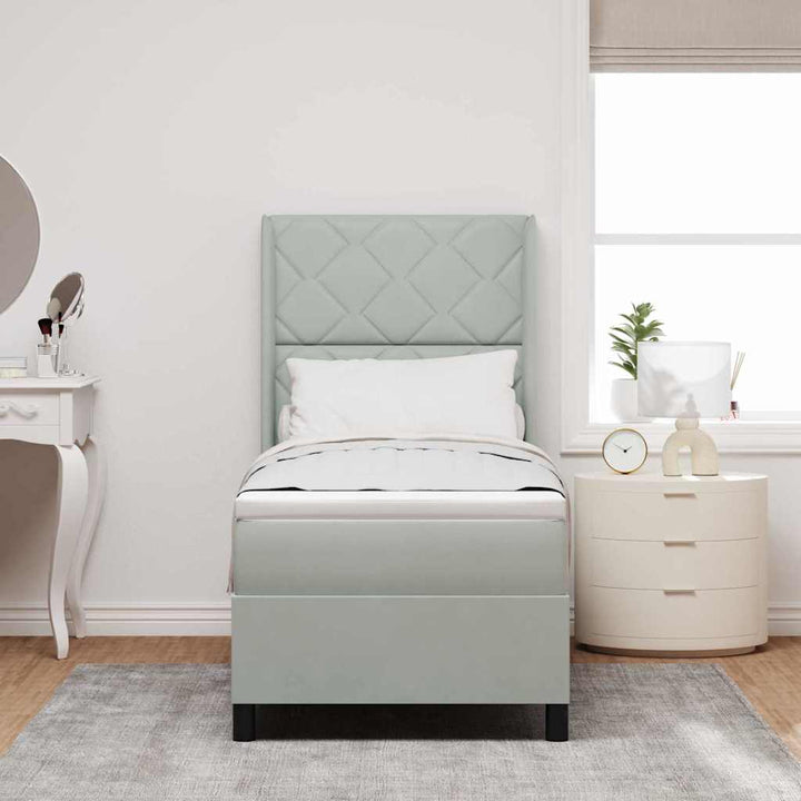 Box spring seng med LED-lysstrimler Lysegrå 80 x 200 cm Fløjl