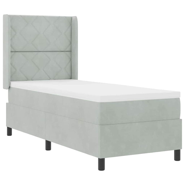 Box spring seng med LED-lysstrimler Lysegrå 80 x 200 cm Fløjl