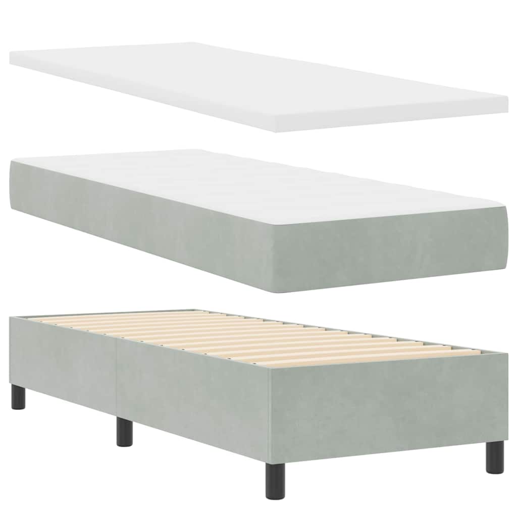 Box spring seng med LED-lysstrimler Lysegrå 80 x 200 cm Fløjl