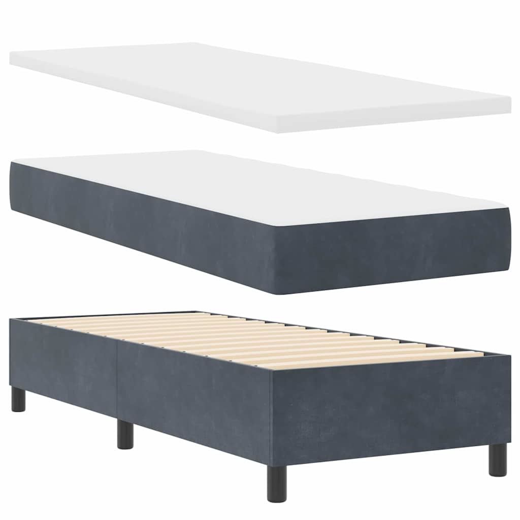 Box spring seng med LED-lysstrimler Mørkegrå 80 x 200 cm Fløjl