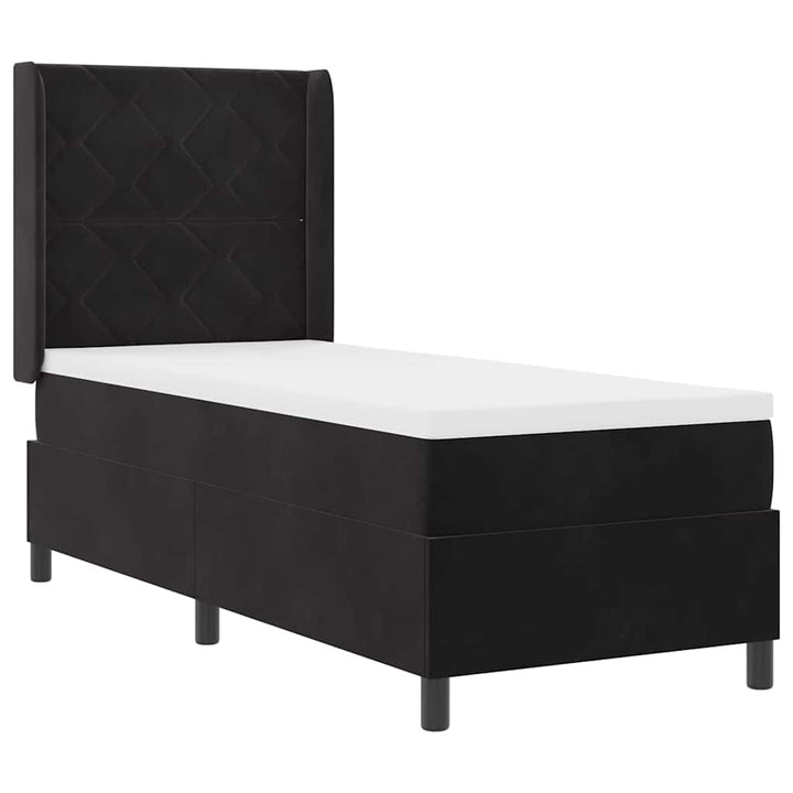 Box spring seng med LED-lysstrimler Sort 80 x 200 cm Fløjl