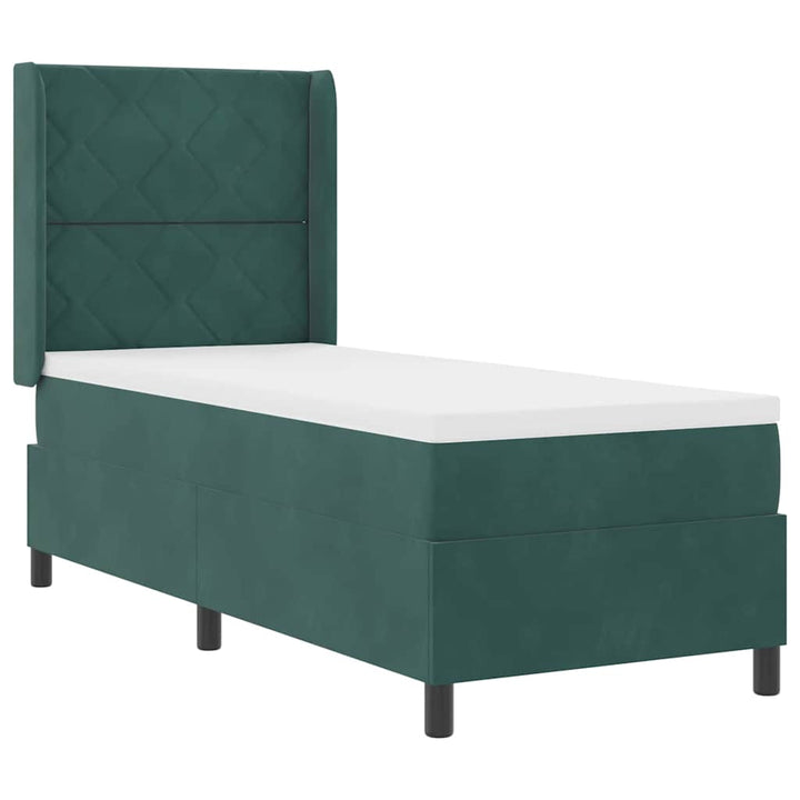 Box spring seng med LED-lysstrimler Mørkegrøn 80 x 200 cm Fløjl