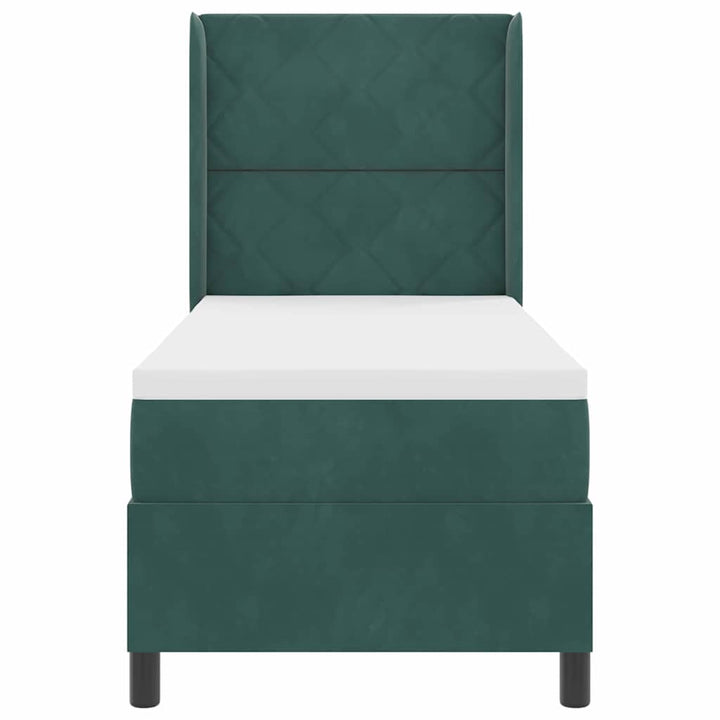 Box spring seng med LED-lysstrimler Mørkegrøn 80 x 200 cm Fløjl