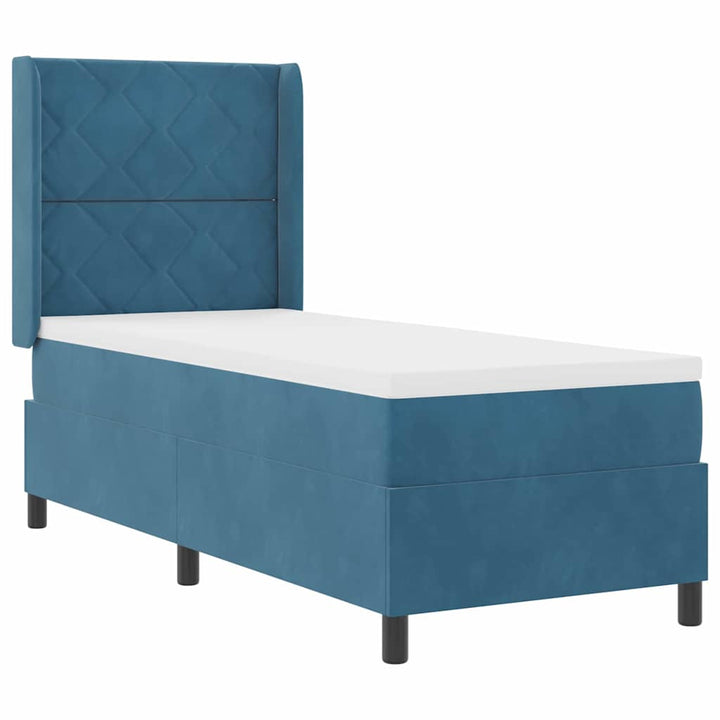 Box spring seng med LED-lysstrimler Blå 80 x 200 cm Fløjl