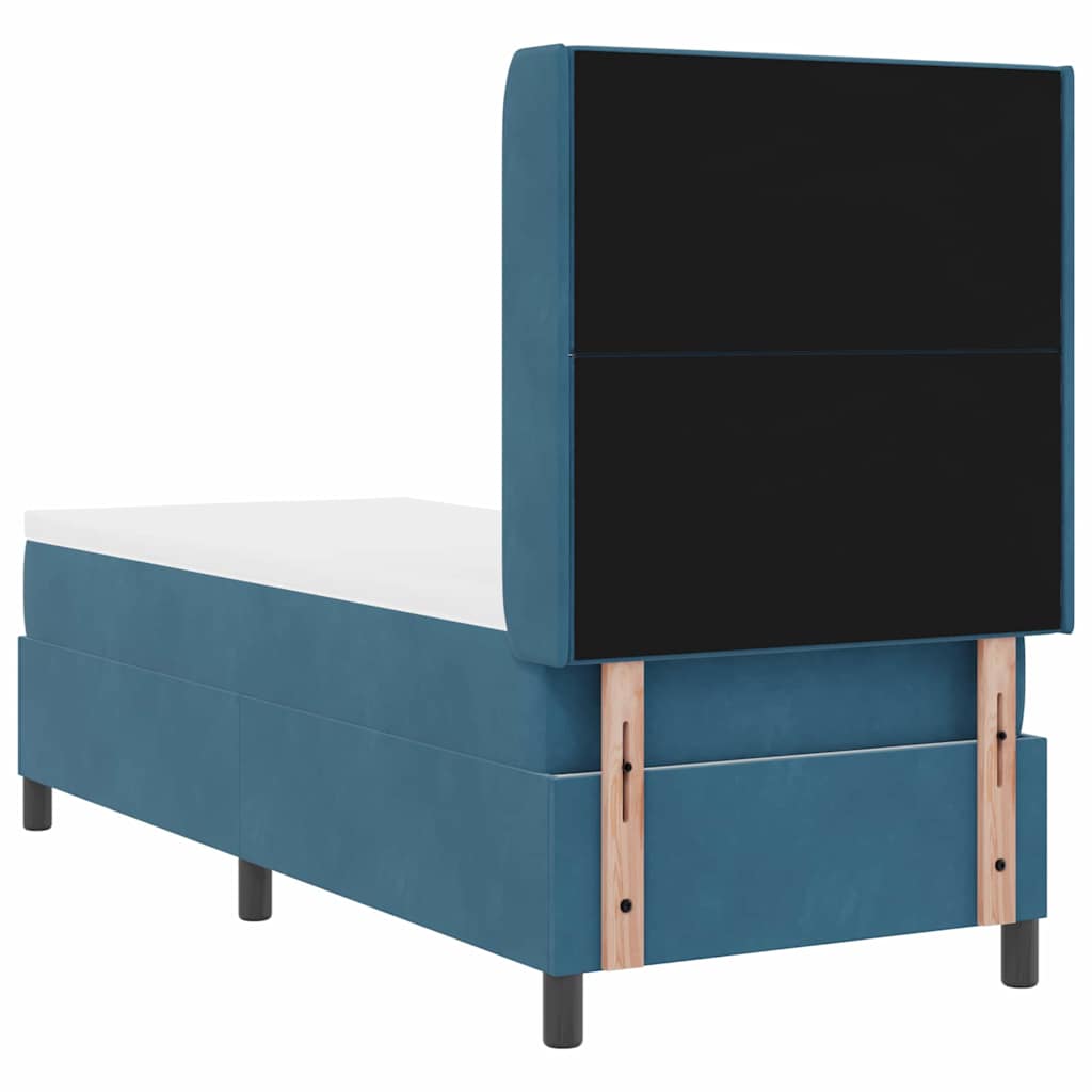 Box spring seng med LED-lysstrimler Blå 80 x 200 cm Fløjl