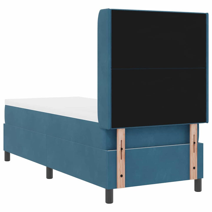 Box spring seng med LED-lysstrimler Blå 80 x 200 cm Fløjl