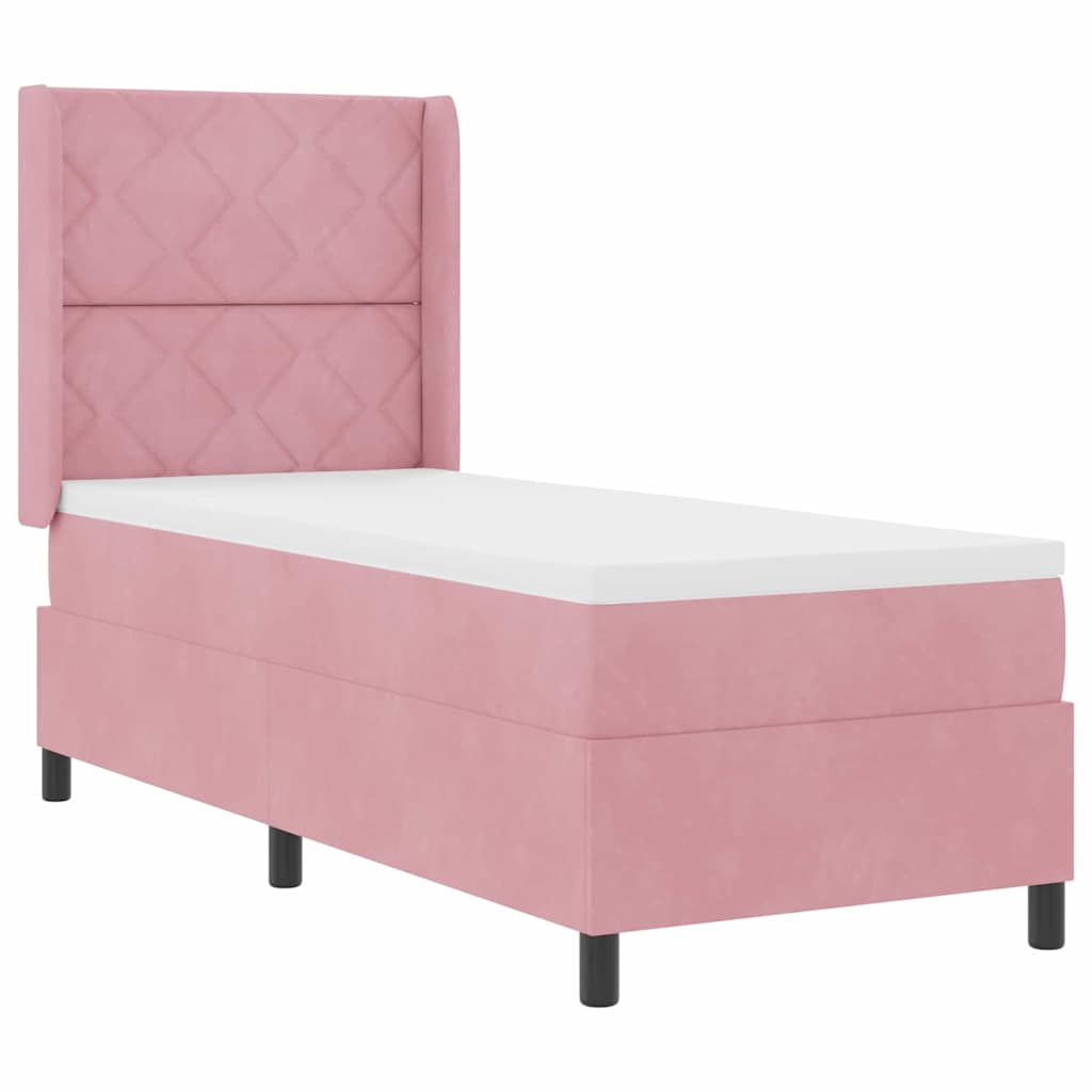 Box spring seng med madras med LED Lyserød 80 x 200 cm Fløjl