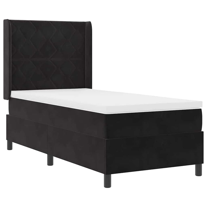 Box spring seng med LED-lysstrimler Sort 90 x 190 cm Fløjl